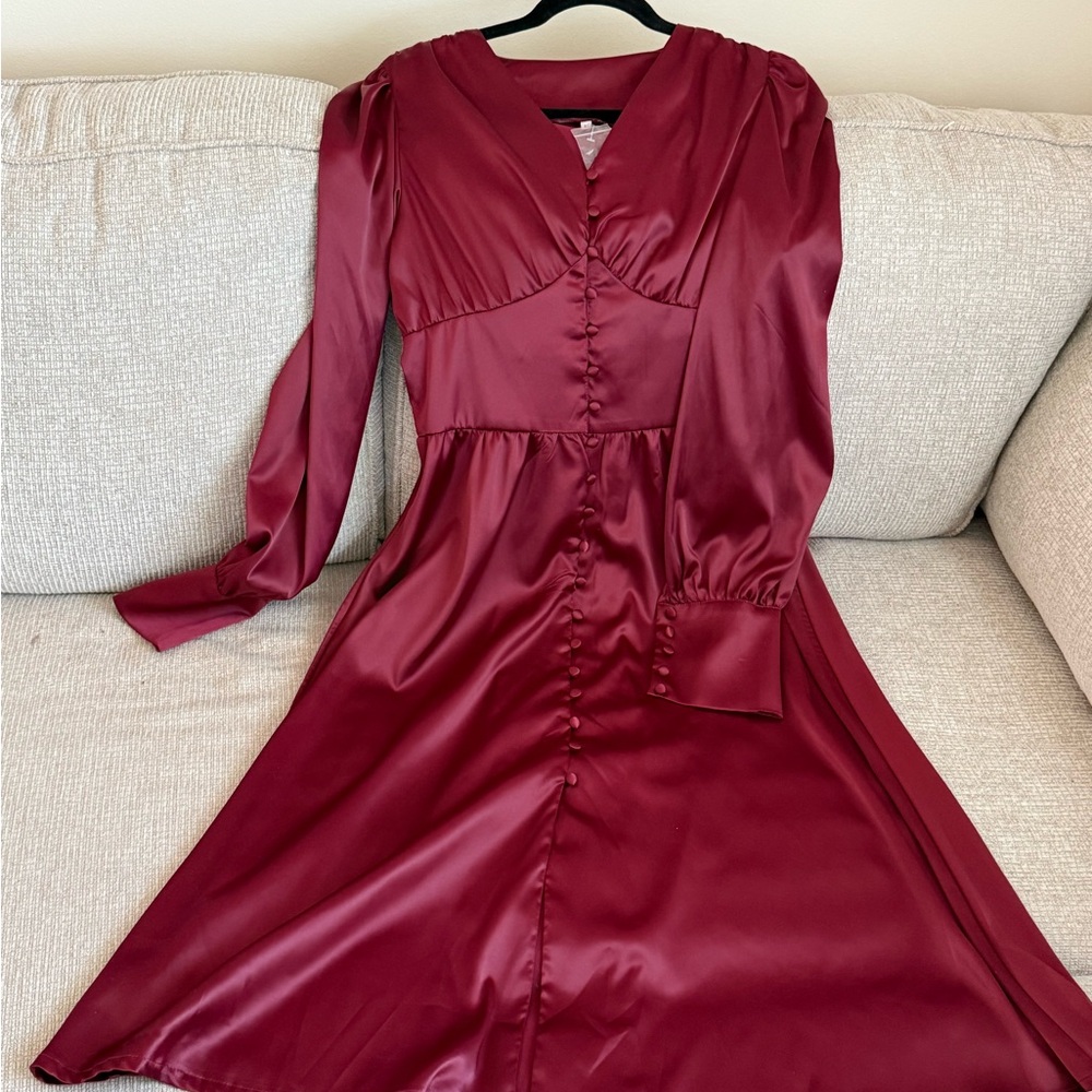 Burgundy Satin Dress